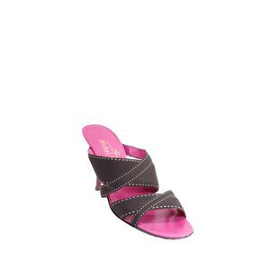 Michel Perry Women's Open Toe Strappy Cone Heels Mules Sandals Brown Size 7